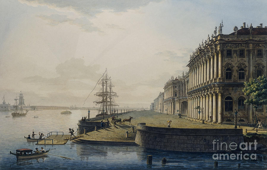 View of the Imperial Winter Palace, 1818 Painting by Maksim Nikiforovich Voroboev
