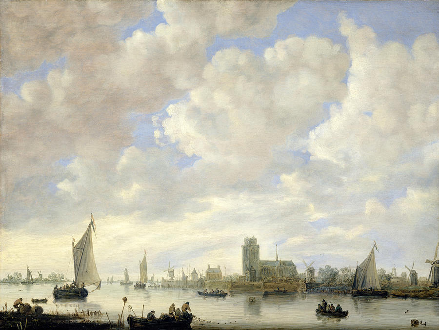 View of the Merwede off Dordrecht Painting by Attributed to Jeronymus van Diest II