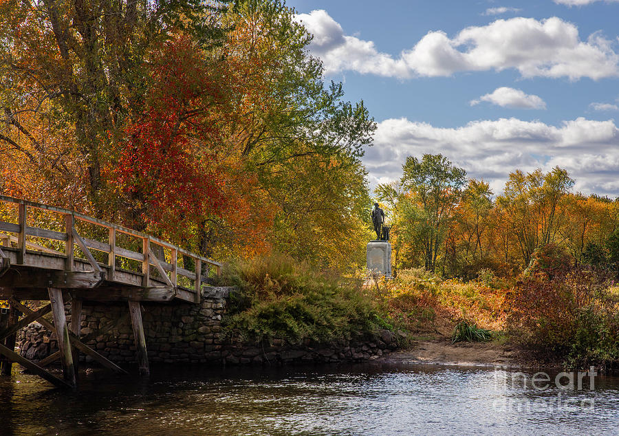 View of the Minute Man Statue and Old North Bridge, Concord Massachusetts Photograph by Diane Diederich