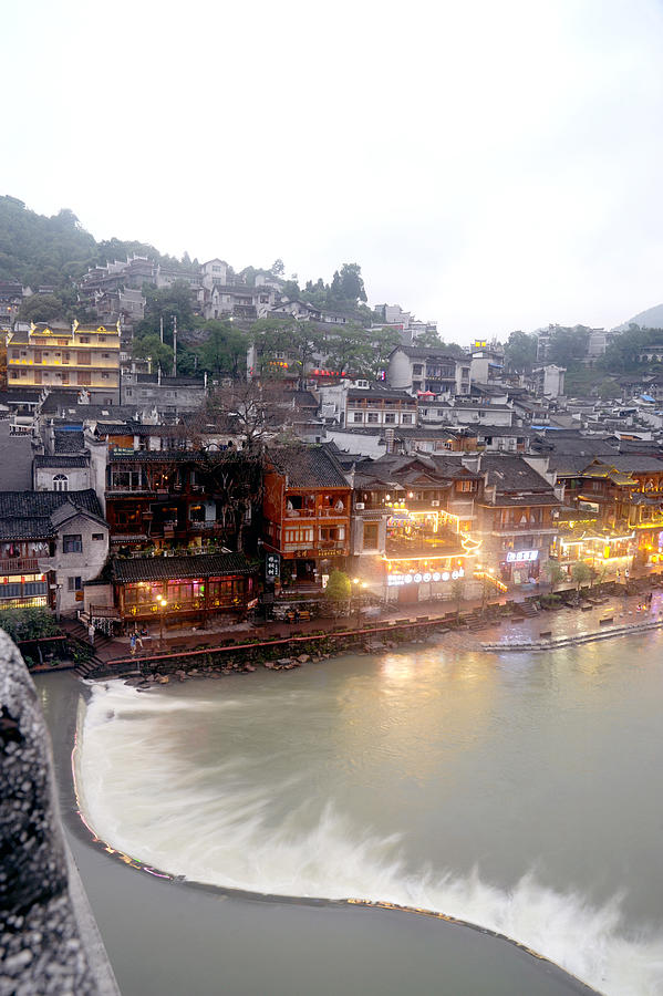 View of the Phoenix town ( Fenghuang ancient city ). Photograph by Topten22photo