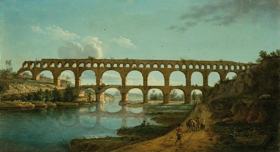 View Of The Pont Du Gard Drawing by Paul Gregoire French th Century ...