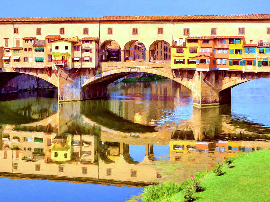 View of the Ponte Vecchio Florence Painting by Dominic Piperata