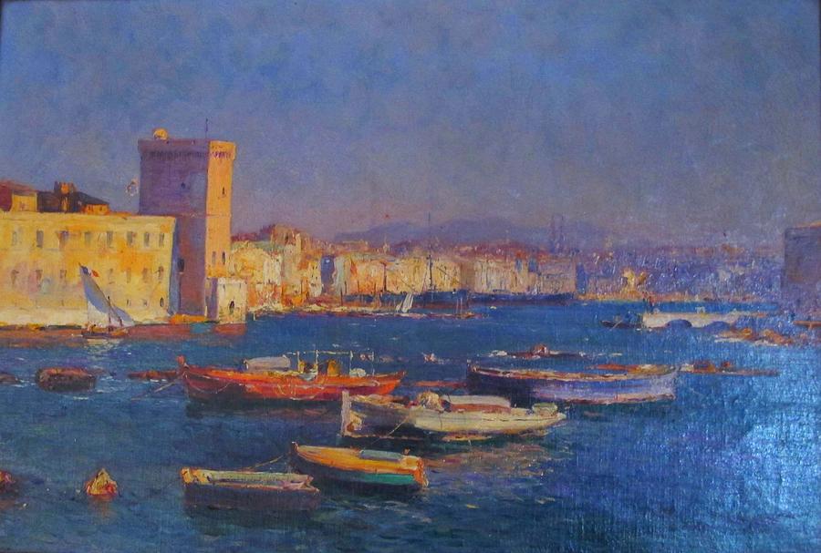 Marseilles Painting - View of the port of Marseilles by Jean-Baptiste Olive