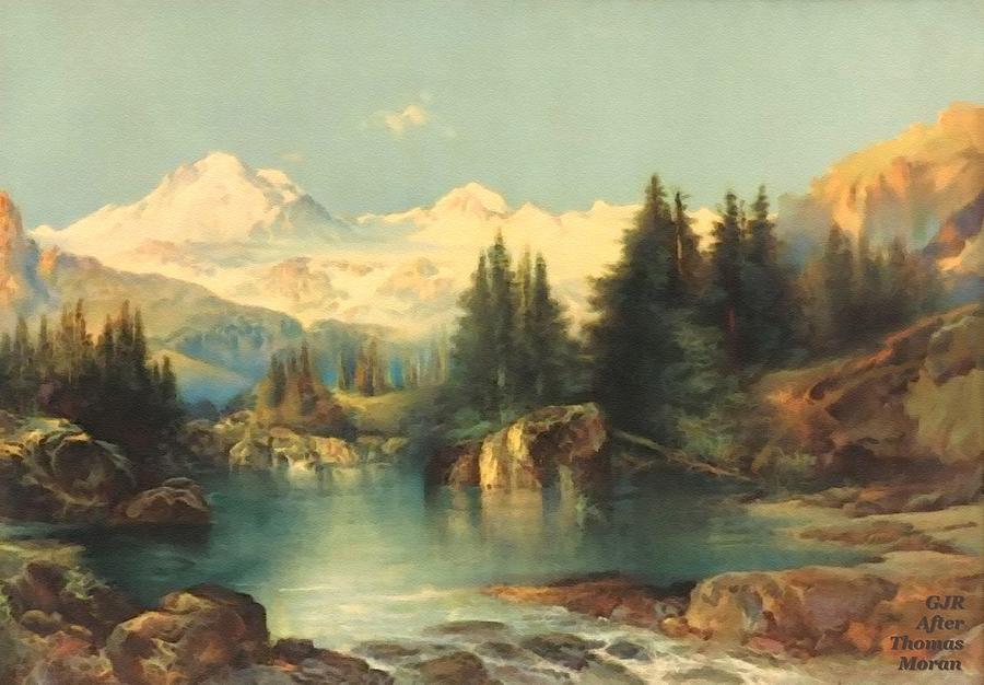 View Of The Rocky Mountains After The Original Artwork By Thomas Moran L A S Digital Art