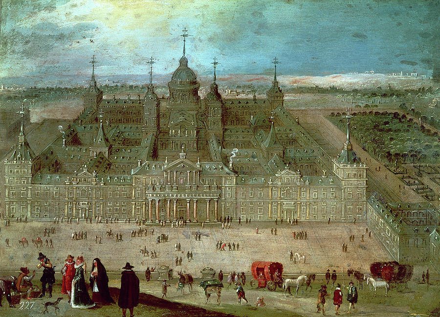 View of the Royal Site of San Lorenzo de El Escorial, 17th century. Painting by Album