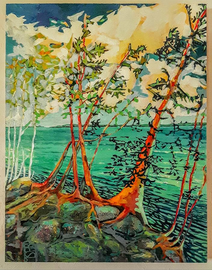 View Of The Straits Of Mackinac Painting by Marysue Ryan