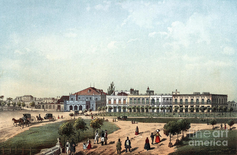 View of the Teatro Tacon and the Paseo de Isabel II, Havana, Cuba Drawing by Granger