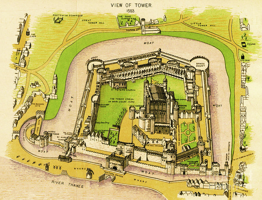 View of the Tower of London in 1553 Painting by Peter Ogden