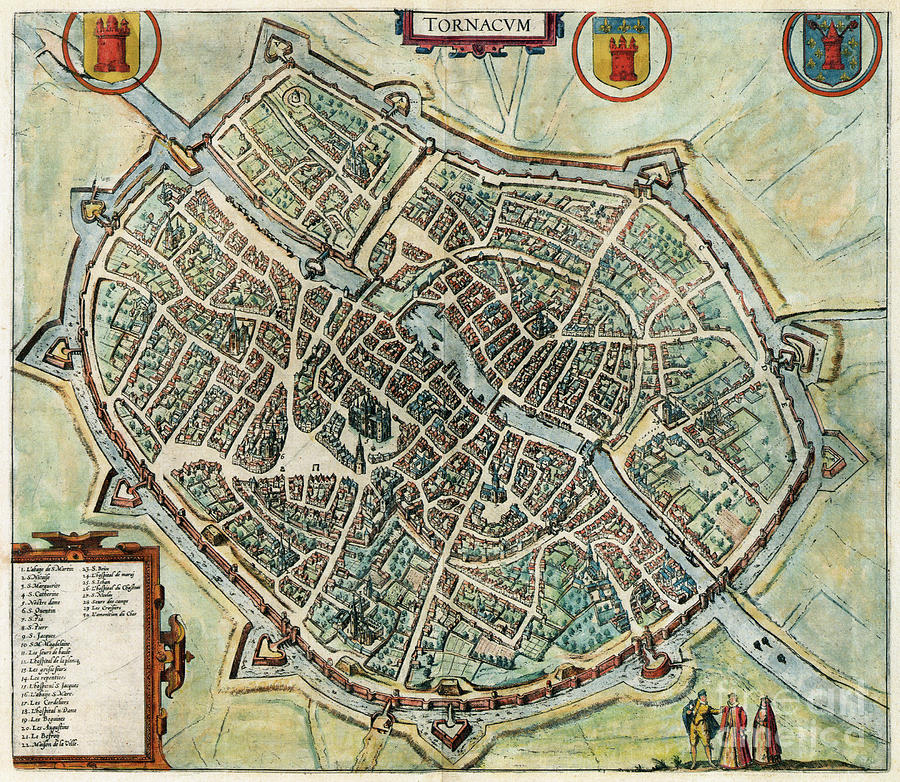 View Of Tournai, 1588 Drawing by Georg Braun and Franz Hogenberg