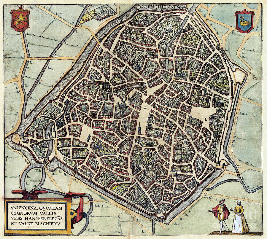 View Of Valenciennes, 1581 Drawing by Georg Braun and Franz Hogenberg