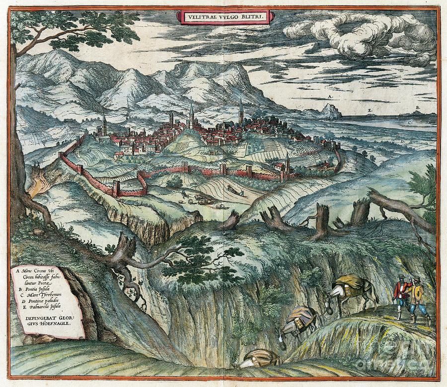 View Of Velletri, 1581 Drawing by Georg Braun and Franz Hogenberg