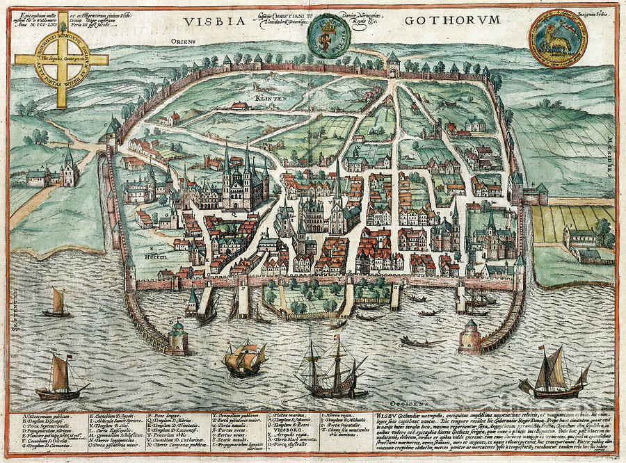 View Of Visby, 1598 Drawing by Georg Braun and Franz Hogenberg