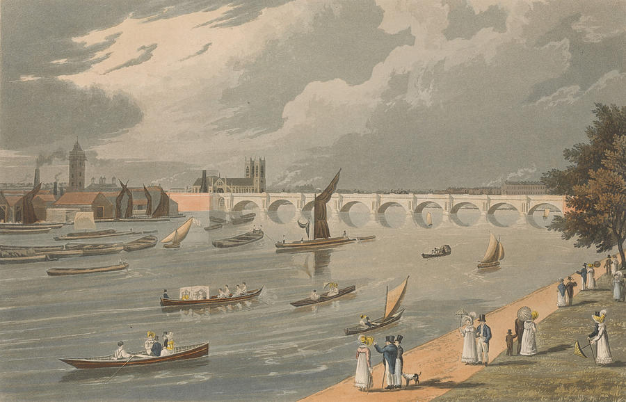 View of Waterloo Bridge Relief by Robert Havell