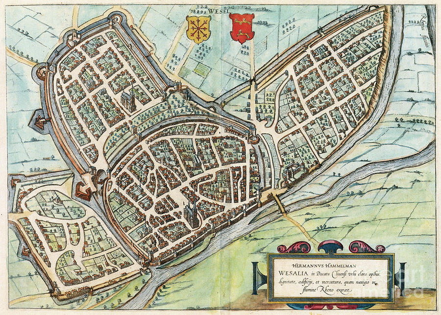 View Of Wesel, 1588 Drawing by Georg Braun and Franz Hogenberg