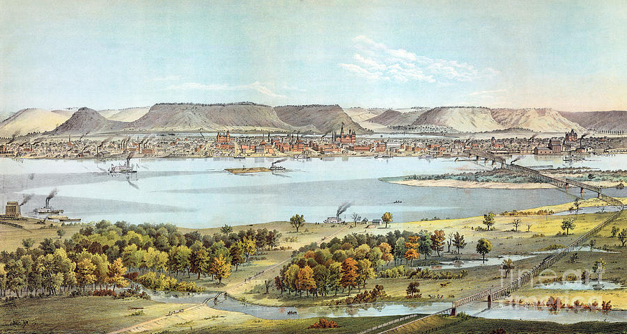 View of Winona, Minnesota Drawing by George Ellsbury