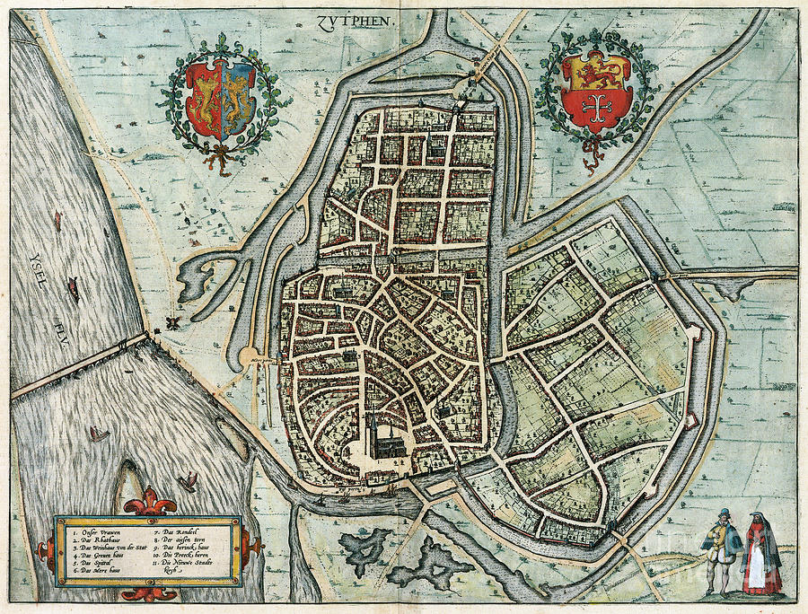 View Of Zutphen, 1588 Drawing by Georg Braun and Franz Hogenberg