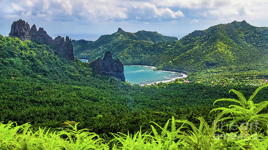 View on Hatiheu Bay, Nuku Hiva, Marquesas Islands Photograph by Lyl Dil Creations