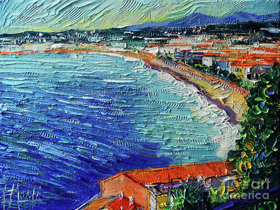Tree Painting - VIEW ON PROMENADE DES ANGLAIS IN NICE - FRENCH RIVIERA commissioned oil painting Mona Edulesco by Mona Edulesco