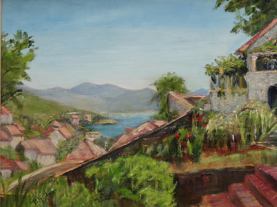 View on Sipan, an Island of Croatia Painting by Barbara Hammett Glover