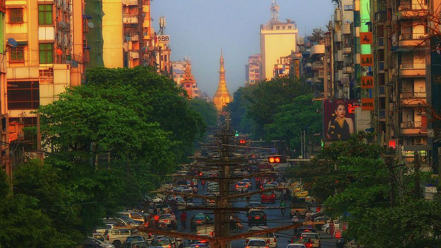 View on Sule Pagoda Photograph by Robert Bociaga