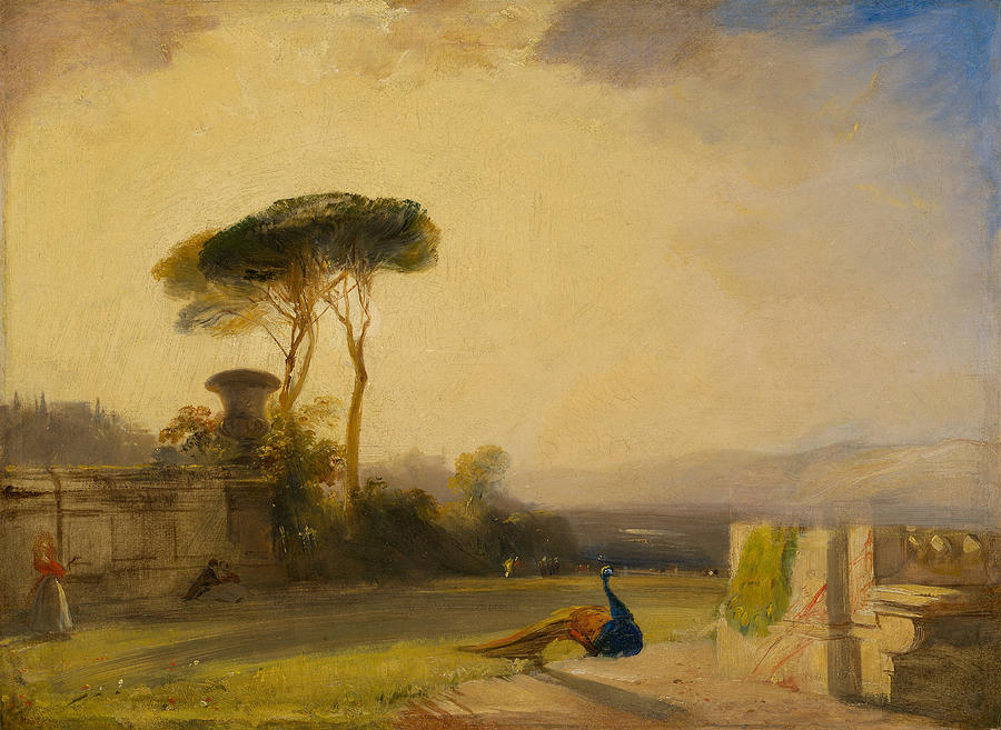 View on the Grounds of a Villa near Florence Painting by Richard Parkes Bonington