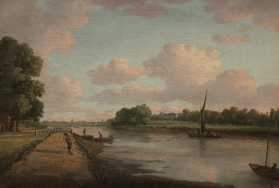 View on the River Thames at Richmond Painting by William Marlow