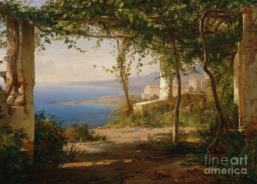 View over Napoli gulf, 1833 Painting by O Vaering by Thomas Fearnley