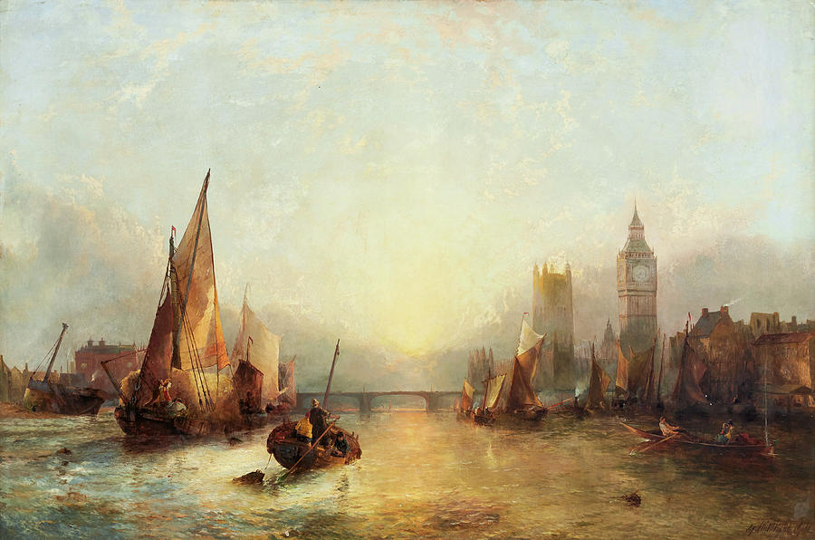 View over the River Thames and the Palace of Westminster Painting by ...