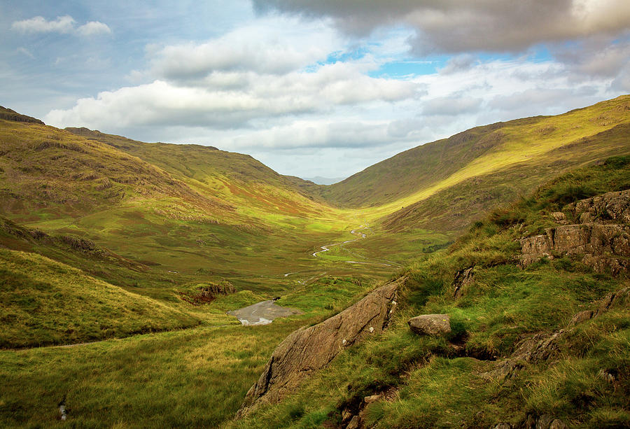 View Through Moorland Valley From Hardknott Pass Photograph