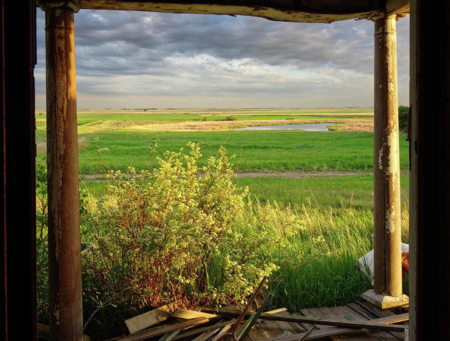 View to Infinity - front porch view over sweeping ND prairie Photograph by Peter Herman