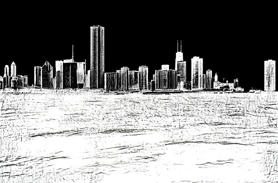 View Toward Downtown Chicago High Contrast Photograph