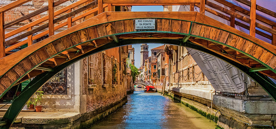 View up Venice Canal Under Bridges Photograph by Darryl Brooks