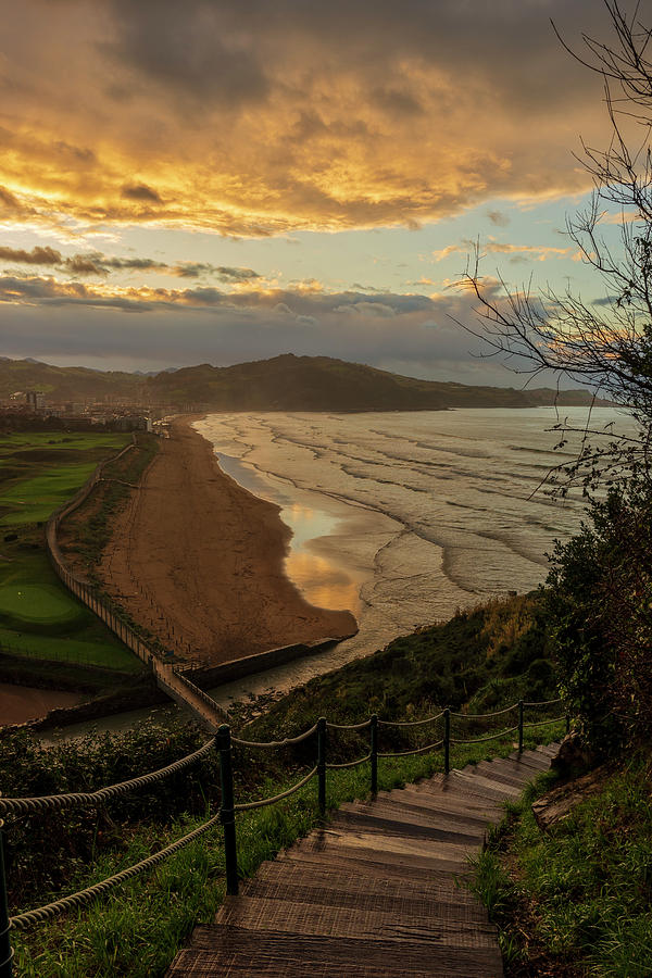 Viewpoint and stairs to Zarautz beach at sunset by Vicen Photography Viewpoint and stairs to Zarautz beach at sunset by Vicen Photography