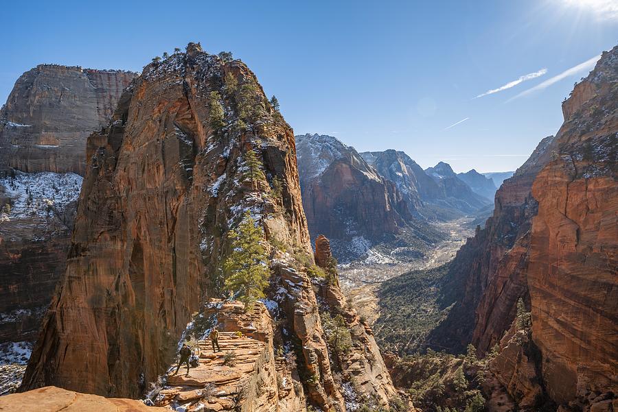 Viewpoint with views of Angels Landing and Zion Canyon, Angels Landing Trail, Zion National Park, Utah, USA Photograph by Valentin Wolf