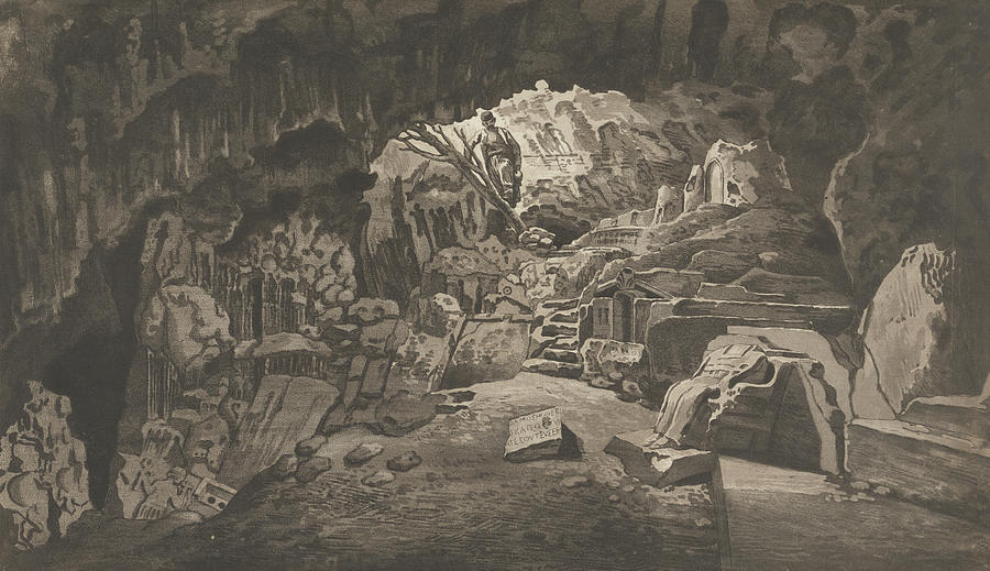 Views in the Levant - The Sacred Cave of Archidamus Relief by Paul Sandby