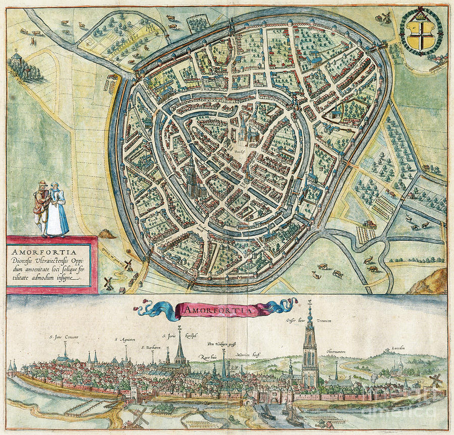 Views Of Amersfoort, 1588 Drawing by Georg Braun and Franz Hogenberg