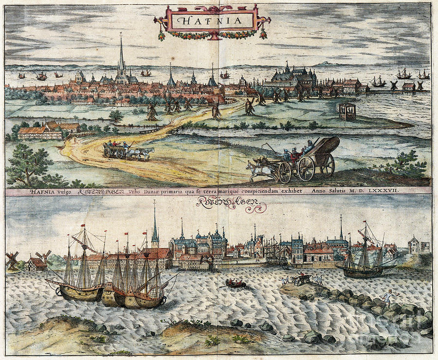 Views Of Copenhagen, 1588 Drawing by Georg Braun and Franz Hogenberg