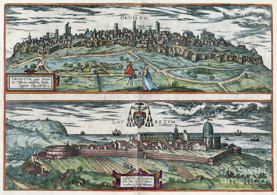 Views Of Orvieto And Loreto, 1581 Drawing by Georg Braun and Franz Hogenberg