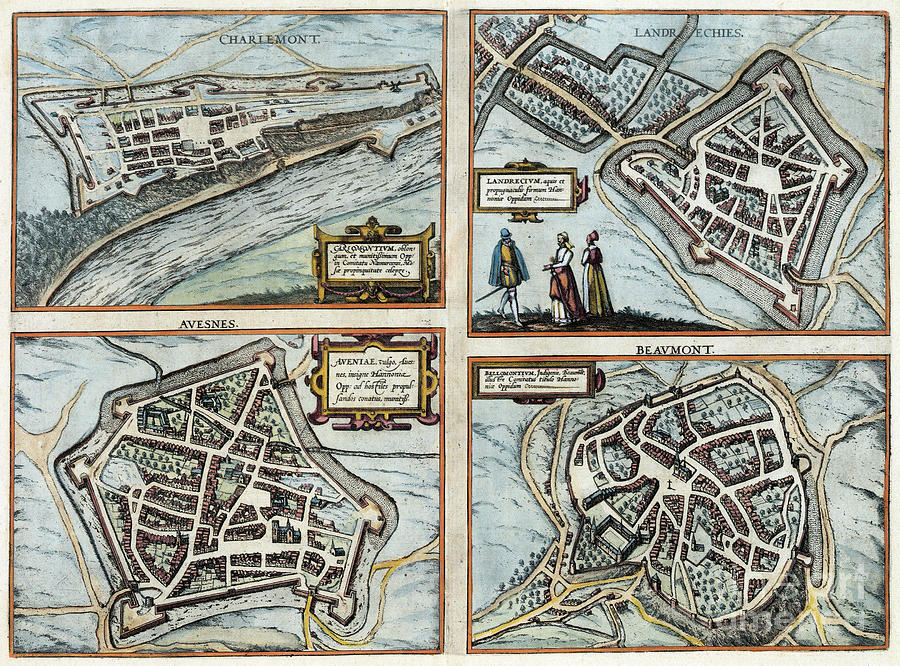 Views Of Several French Cities, 1581 Drawing by Georg Braun and Franz Hogenberg