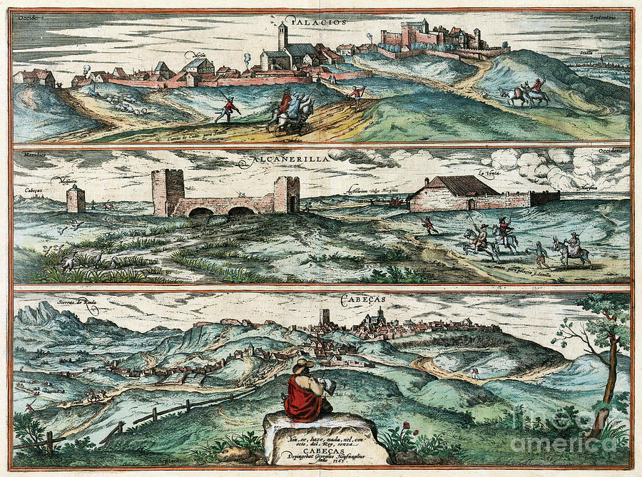 Views Of Spanish Cities, 1598 Drawing by Georg Braun and Franz Hogenberg