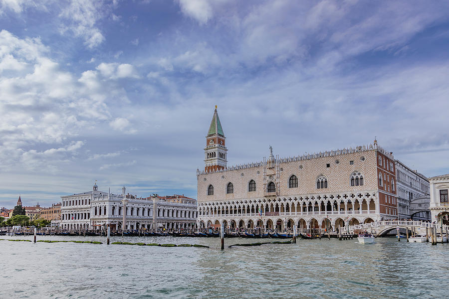 View of St Marks Campanile and the Doges Palace in Venice, Italy, Europe Photograph by Maria Heyens