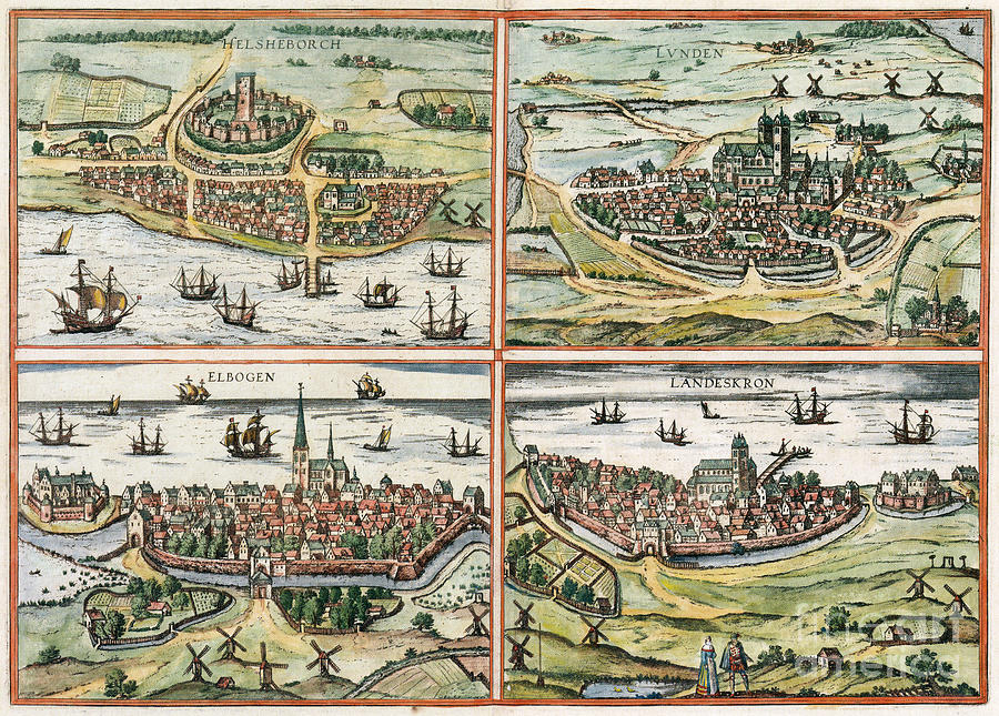 Views Of Swedish Cities, 1588 Drawing by Georg Braun and Franz Hogenberg