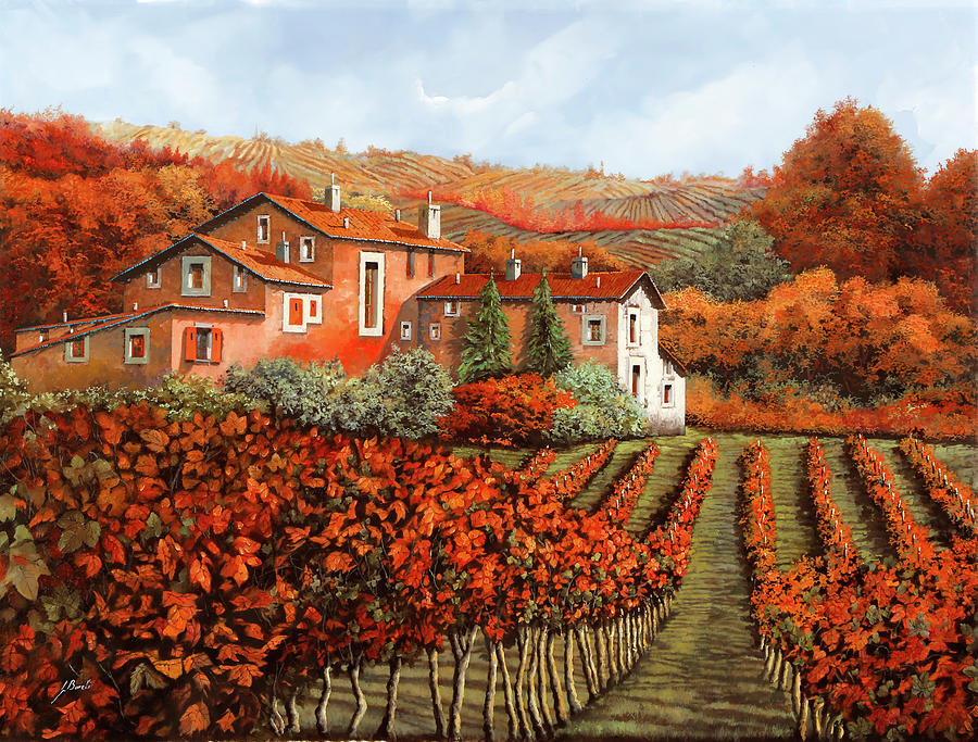Tuscany Landscape Painting - vigne rosse a Montalcino by Guido Borelli