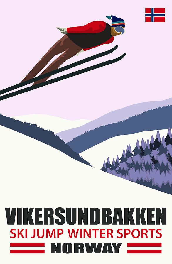 Winter Digital Art - Vikersundbakken Ski Jump, Norway by Long Shot