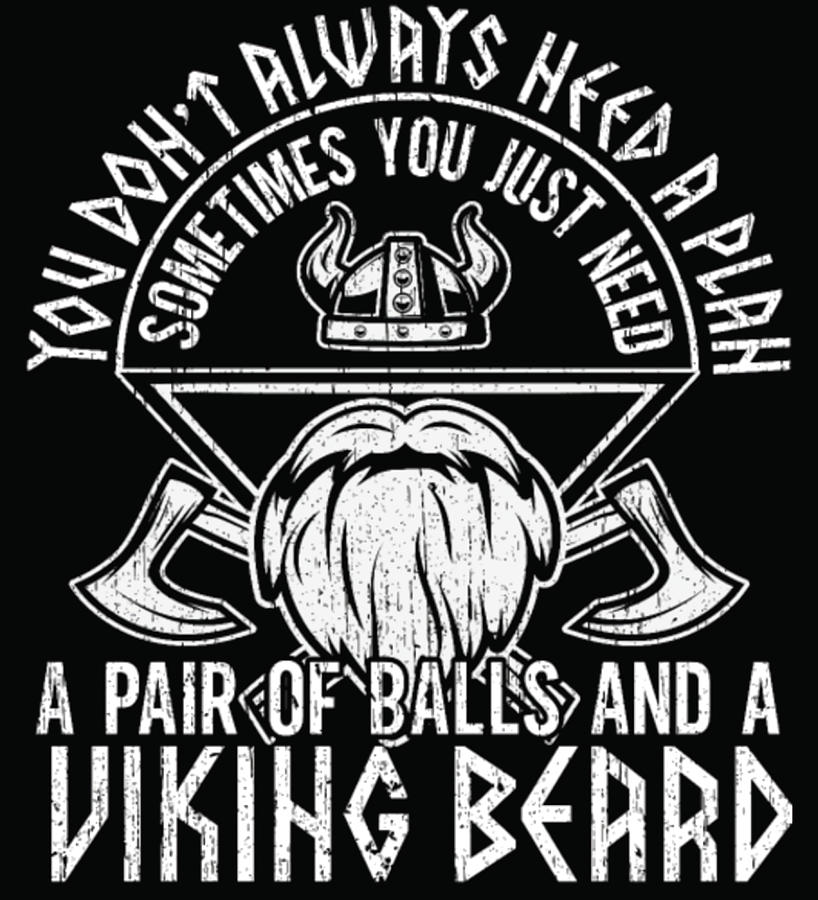 Viking Beard Pair Balls Vintage Cute Painting By Clark Cameron - Fine 