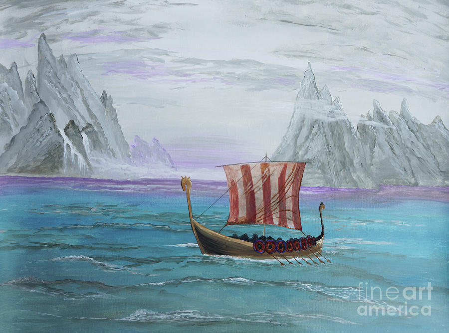 viking ship painting