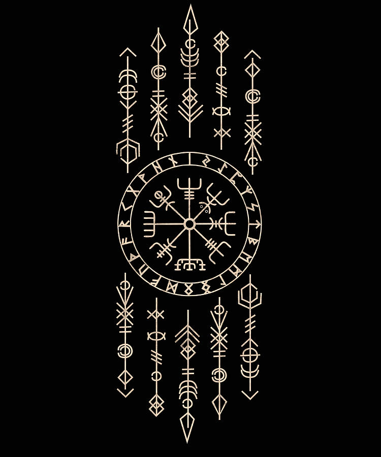 Viking Compass Celtic Runa Symbols hippie Painting by Matthews Butler ...