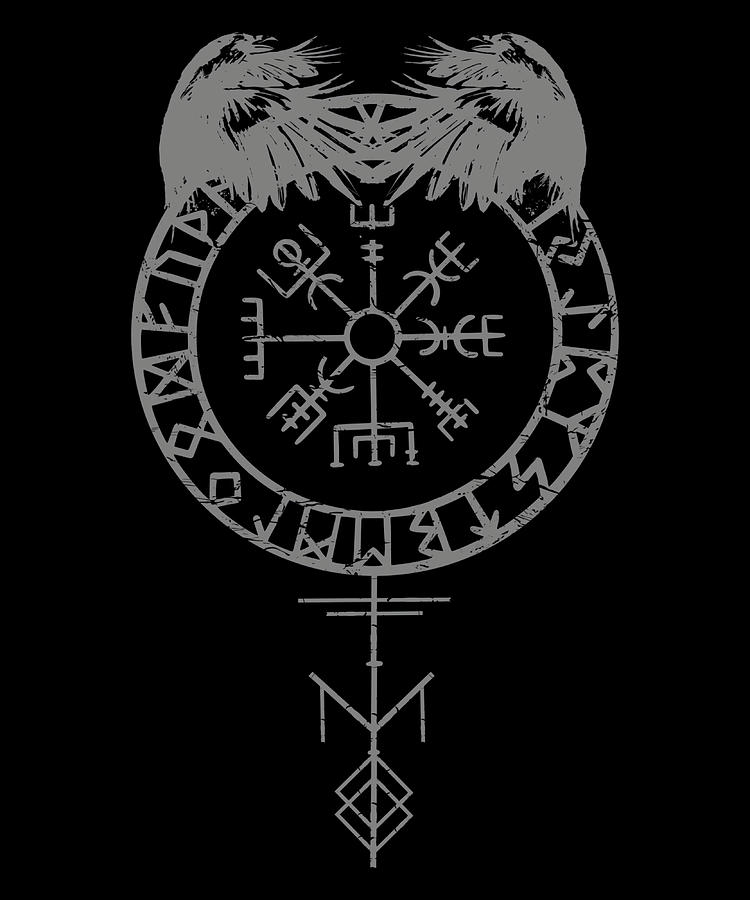 Viking Compass Odin Raven Vegvisir Hugin Munin Painting by Keeley Sean ...