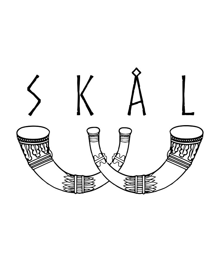 Viking Drinking Horns Skal hipster girl Painting by Lee Jasmine Fine