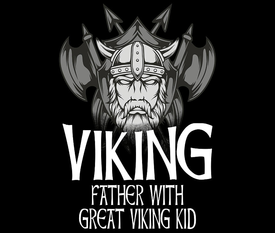 Viking Father With A Great Viking Kid Retro Painting By Joel Adrian 